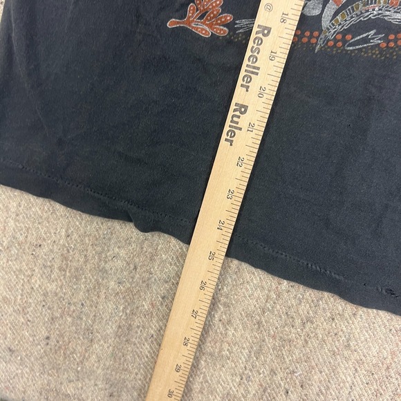 Vintage Aboriginal Rock Painting Shirt Mens Medium Black 1980s Australia - Picture 12 of 13